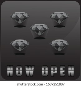 Side view New Black Diamond with Shadow, Get Award. stock vector.