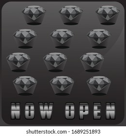 Side view New Black Diamond with Shadow, Get Award. stock vector.