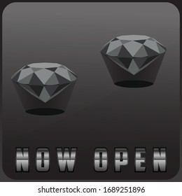 Side view New Black Diamond with Shadow, Get Award. stock vector.