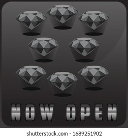 Side view New Black Diamond with Shadow, Get Award. stock vector.