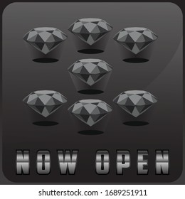 Side view New Black Diamond with Shadow, Get Award. stock vector.