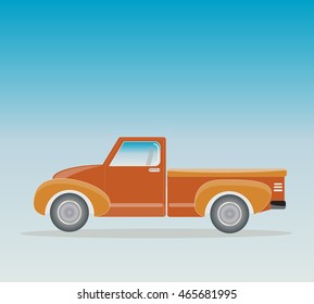 Side view of Old Pick up  Truck with Blue sky background
