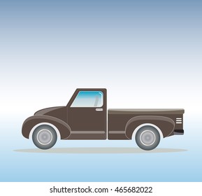Side view of Old Pick up  Truck with Blue sky background