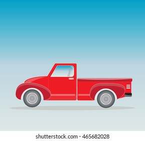 Side view of Old Pick up  Truck with Blue sky background
