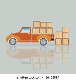 Side view of Old Pick up Truck with wood cargo box