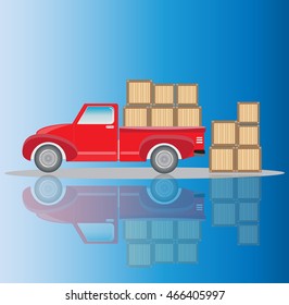 Side view of Old Pick up Truck with wood cargo box