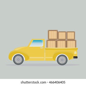 Side view of Old Pick up Truck with wood cargo box