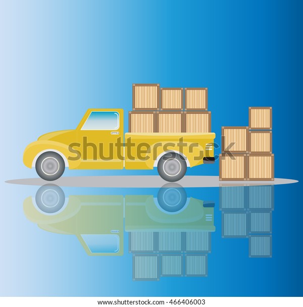 Side view\
of Old Pick up Truck with wood cargo\
box