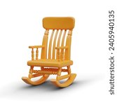 Side view on wooden rocking chair on white background. Comfortable furniture for rest at home. Vector illustration in 3d style with white background and shadow