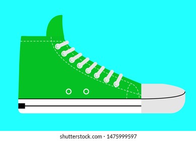 Side view of a pair of green sneakers