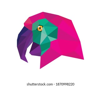 Side View Parrot Head Polygonal Illustration Vector