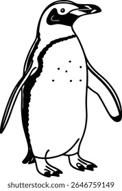 Side View Penguin Artwork Vector Illustration  