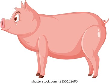 Side view of pig cartoon character illustration