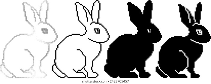 icono de conejo de imágenes de píxeles de vista lateral