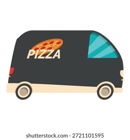 Side view of a pizza delivery van transporting hot fresh food to hungry customers
