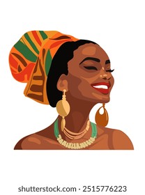 Retrato de bela mulher afro-americana na moda feliz