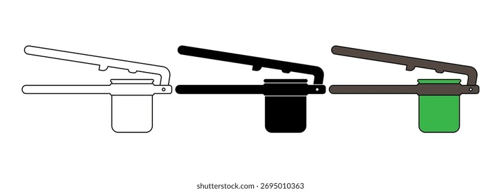 side view Potato ricer icon set