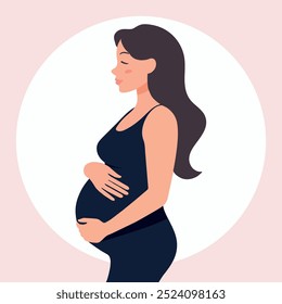 side view pregnant woman flat design