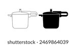 side view pressure cooker icon set isolated on white background