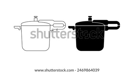 side view pressure cooker icon set isolated on white background