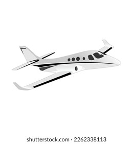 Seitenansicht des Privatflugzeugs auf weißem Hintergrund