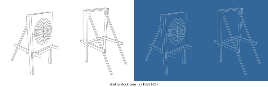 Side View Profile of Shooting Target with Stand Technical Drawing