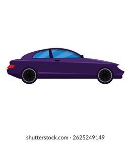 Side view of a purple sedan car, showcasing modern automotive design