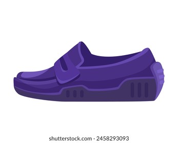 A side view of a purple sneaker, flat vector illustration on a white background, depicting a casual footwear concept. Vector illustration
