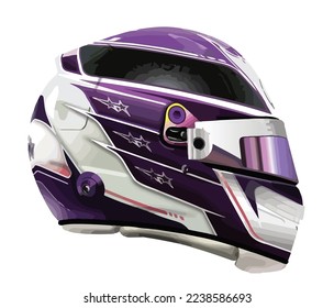 side view race helmet art fast purple design vector template isolated white background 