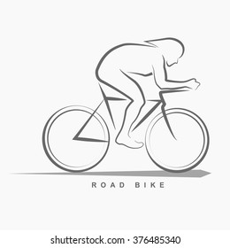 Side view of racing bicycle hand draw logo on gray background.(EPS10 Art vector)