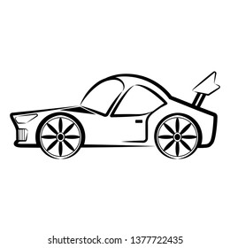 Side view of a racing car sketch. Vector illustration design