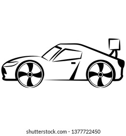 Side view of a racing car sketch. Vector illustration design