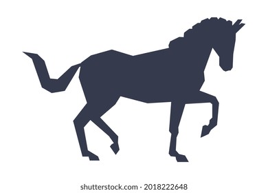 Side View of Racing Horse Silhouette, Racing, Derby, Equestrian Sport Vector Illustration