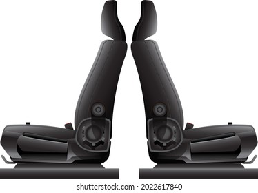 Side view realistic black manual adjusting car leather upholstery illustration vector.