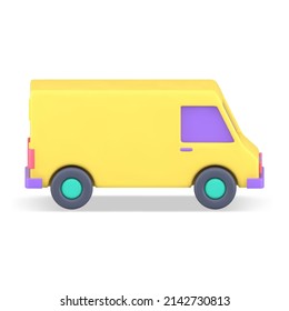 Side view realistic box truck business delivery service postal transportation 3d icon isometric vector illustration. Commercial vehicle city logistics distribution industrial courier automobile