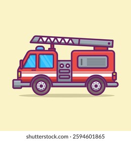 Side view of a red fire truck illustration