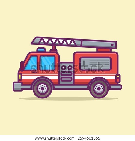 Side view of a red fire truck illustration