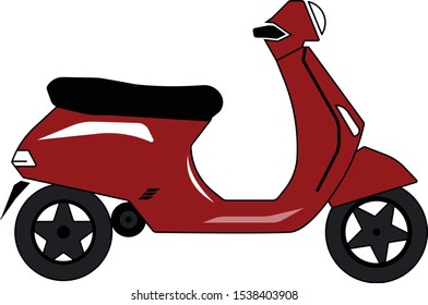 Side View Red Scooter Matic In Flat Design