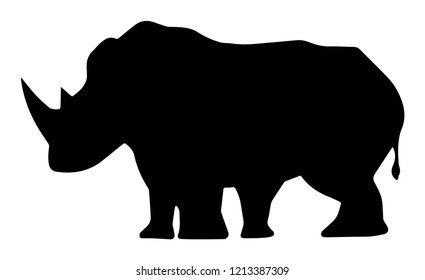 Side View Of A Rhinoceros Isolated On White Background