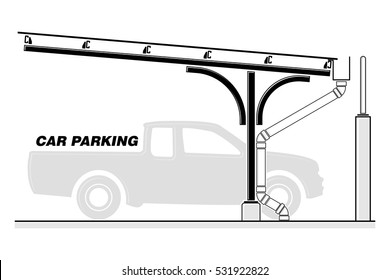 Side view of roof for car parking, vector illustration
