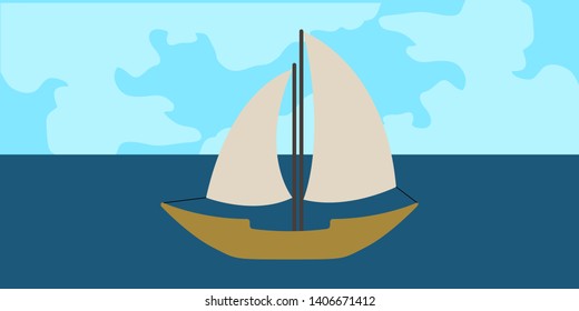 Side view of a sailboat in a landscape - Vector