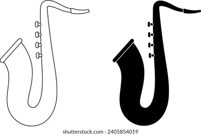 side view saxophone icon set