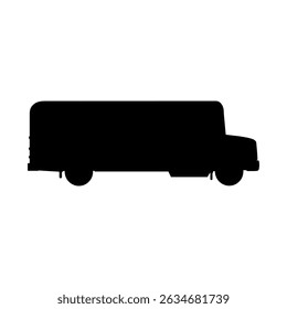 Side view school bus silhouette vector flat illustration design.