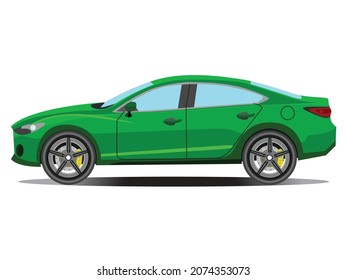 Side view of sedan model, blue, green, red car vector illustration