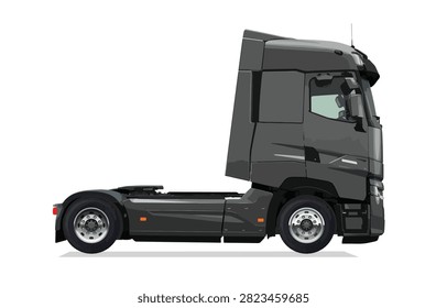 side view semi dark grey truck trailer haul highway art paint pink modify powerful engine big lorry art element design vector modern template realistic draw isolated white 

