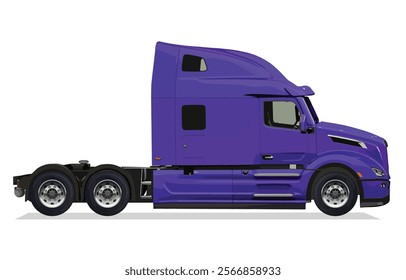 side view semi truck trailer haul highway art paint pink modify powerful engine big lorry art element design vector modern template realistic draw isolated white 