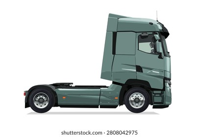 side view semi truck trailer haul highway art paint pink modify powerful engine big lorry art element design vector modern template realistic draw isolated white 

