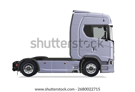 side view semi truck trailer haul highway art paint modify powerful engine big lorry art element design vector modern template realistic draw isolated white 
