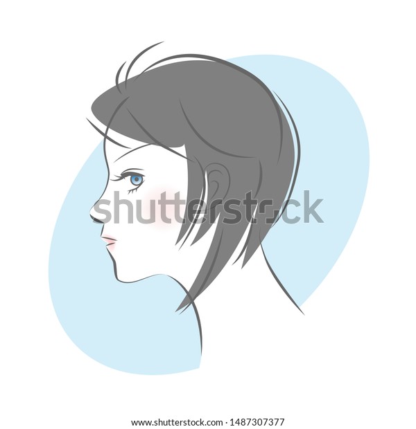 side view short hair woman stock vector royalty free