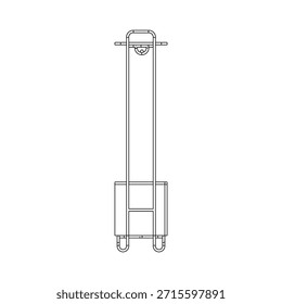 A vista lateral mostra um guarda-roupa aberto minimalista com uma estrutura vertical, prateleira aberta e espaço para pendurar sem portas. Este ângulo destaca claramente a altura do guarda-roupa, o espaçamento da prateleira e os suportes estruturais